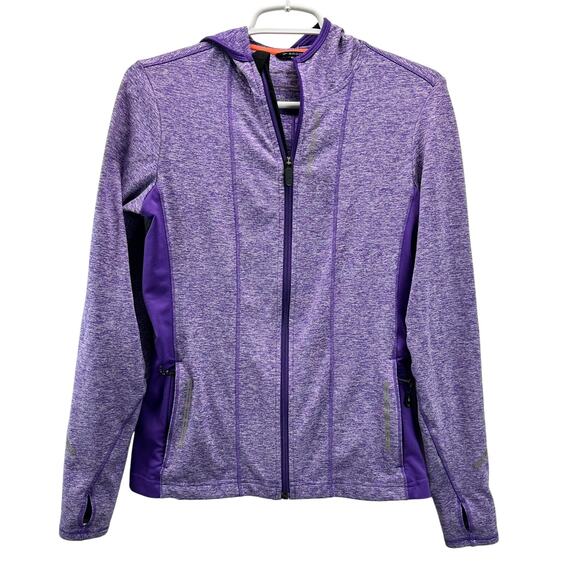 Brooks Full Zip Hooded Jacket Lightweight Purple Med - Picture 1 of 8